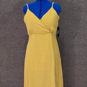 Lulus Evening Splendor Maxi Dress Mustard Yellow Surplice Size M NWT Long Formal